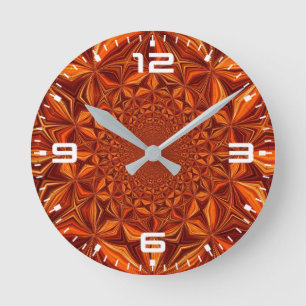 Kaleidoscoop Rood Digitaal Kunstpatroon-67546 Ronde Klok