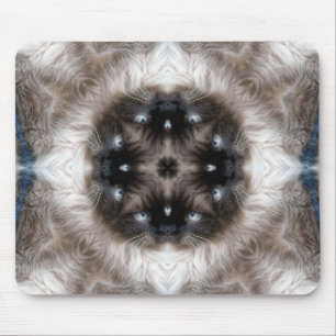 Kaleidoscoop Siamese Kat Patroon met Blauwe Ogen Muismat