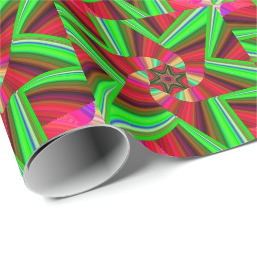 Kaleidoscoop Star Art Red Green Cadeaupapier (Rol Hoek)