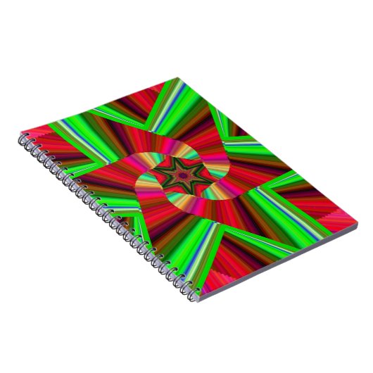 Kaleidoscoop Star Art Red Green Notitieboek (Rechterzijde)