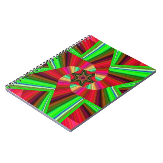 Kaleidoscoop Star Art Red Green Notitieboek (Linkerzijde)