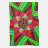 Kaleidoscoop Star Art Red Green Theedoek (Verticaal)