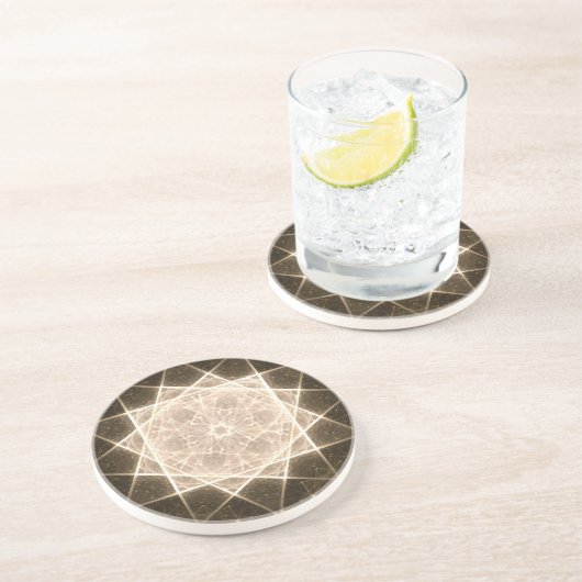 Kaleidoscoop Star en Gold Zandsteen Onderzetter (Zijkant)