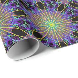 Kaleidoscoop Star, Paarse Oranje groene kunst Cadeaupapier