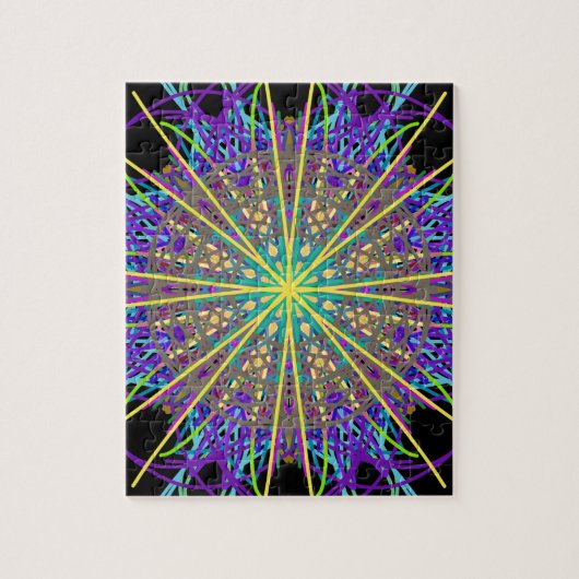 Kaleidoscoop Star, Paarse Oranje groene kunst Legpuzzel (Verticaal)