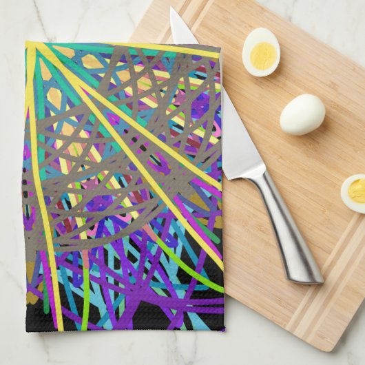 Kaleidoscoop Star, Paarse Oranje groene kunst Theedoek (Quarter Fold)