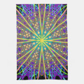 Kaleidoscoop Star, Paarse Oranje groene kunst Theedoek (Verticaal)