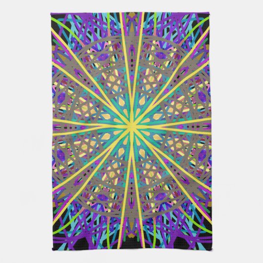 Kaleidoscoop Star, Paarse Oranje groene kunst Theedoek (Verticaal)