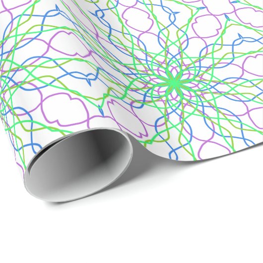 Kaleidoscoop Star, White Green Blue Paars Art Cadeaupapier (Rol Hoek)