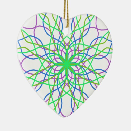 Kaleidoscoop Star, White Green Blue Paars Art Keramisch Ornament (Rechts)