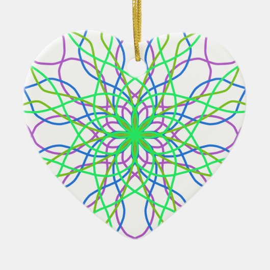 Kaleidoscoop Star, White Green Blue Paars Art Keramisch Ornament (Voorkant)