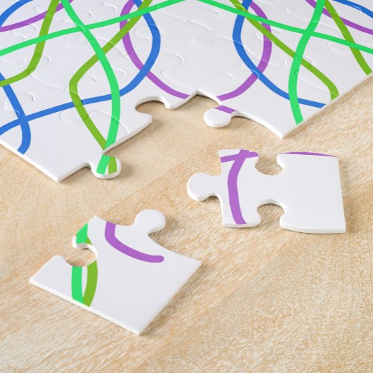 Kaleidoscoop Star, White Green Blue Paars Art Legpuzzel (Zijkant)