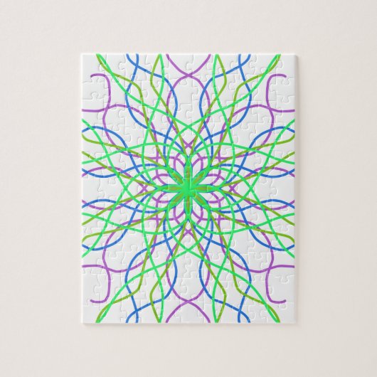 Kaleidoscoop Star, White Green Blue Paars Art Legpuzzel (Verticaal)