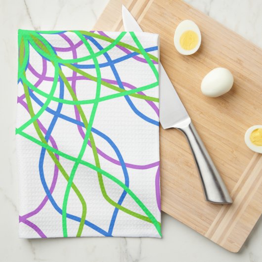 Kaleidoscoop Star, White Green Blue Paars Art Theedoek (Quarter Fold)