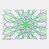 Kaleidoscoop Star, White Green Blue Paars Art Theedoek (Horizontaal)