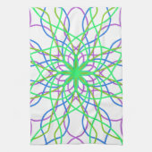 Kaleidoscoop Star, White Green Blue Paars Art Theedoek (Verticaal)