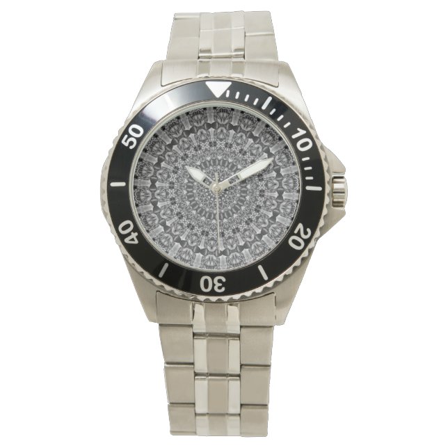 Kaleidoscoop Ster Grijs Horloge (Voorkant)