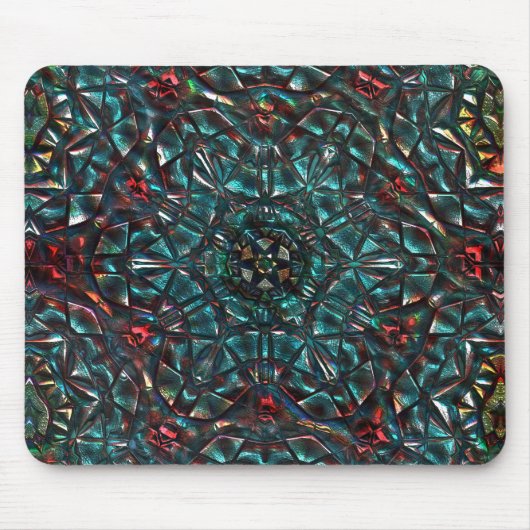 Kaleidoscoop stijl oud metaal chroom blauwgroen na muismat (Voorkant)