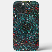 Kaleidoscoop stijl oud metaal chroomblauw groen na Case-Mate iPhone case (Achterkant)