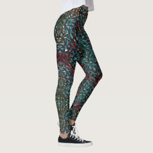 Kaleidoscoop stijl oud metaal chroomblauw groen na leggings