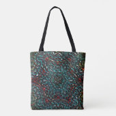 Kaleidoscoop stijl oud metaal chroomblauw groen na tote bag (Achterkant)