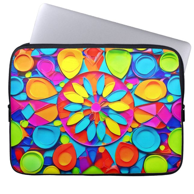Kaleidoscoop Symfonie Kunstwerk Laptop Sleeve (Voorkant)