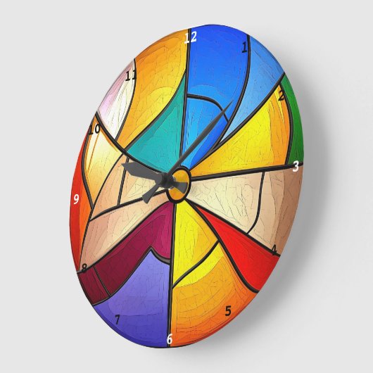 Kaleidoscoop Tijd" - Levendige Glazen in lood Wand Grote Klok (Hoek)