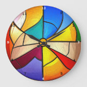 Kaleidoscoop Tijd" - Levendige Glazen in lood Wand Grote Klok (Voorkant)