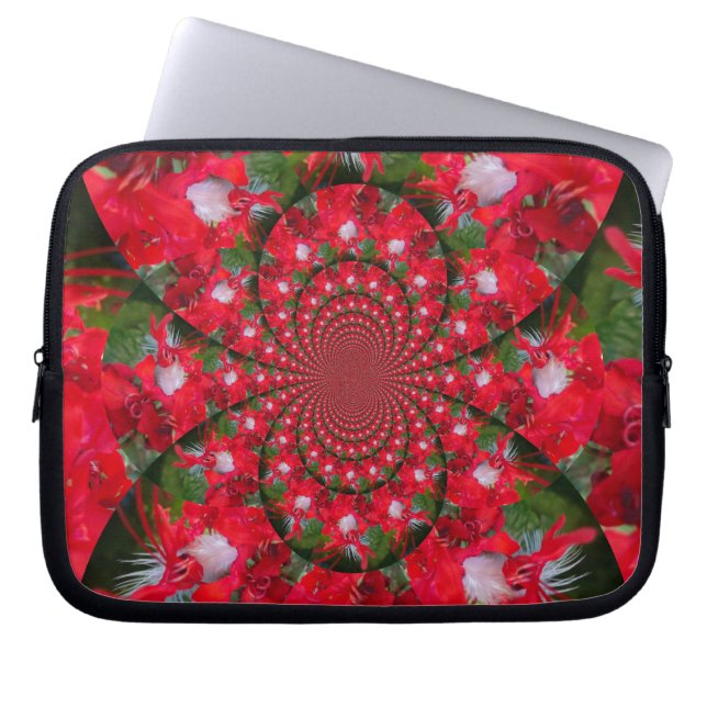 Kaleidoscoop van Crimson: Bloed Milkweed Flower Ar Laptop Sleeve (Voorkant)