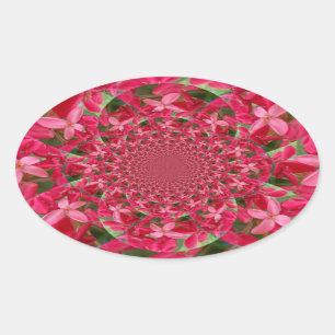 Kaleidoscoop van Crimson: Bloed Milkweed Flower Ar Ovale Sticker