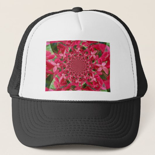 Kaleidoscoop van Crimson: Bloed Milkweed Flower Ar Trucker Pet (Voorkant)