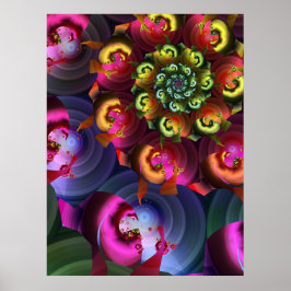 Kaleidoscoop van fractale spiralen poster