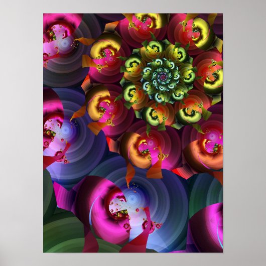Kaleidoscoop van fractale spiralen poster (Voorkant)