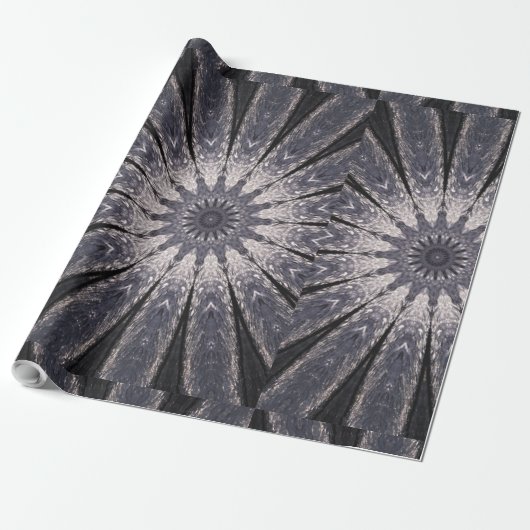Kaleidoscoop Vloerkleppen van blauw en grijs Cadeaupapier (Uitgerold)
