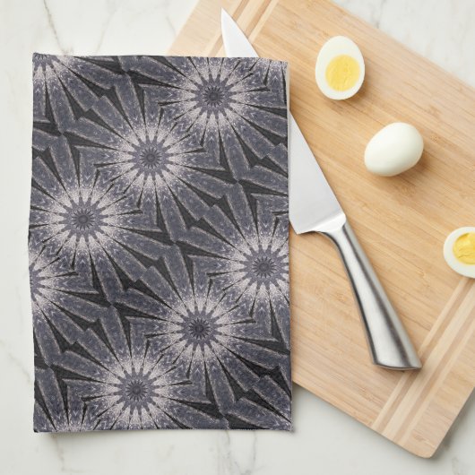 Kaleidoscoop Vloerkleppen van blauw en grijs Theedoek (Quarter Fold)