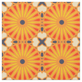 Kaleidoscoop Wielpatroon P Donkerblauw Rood Geel Stof