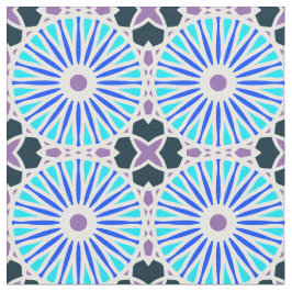 Kaleidoscoop Wielpatroon P Wit Blauw Paarse Stof