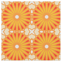 Kaleidoscoop Wielpatroon P Wit Rood Geel Stof