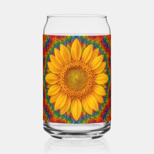 Kaleidoscoop Zonnebloem Blikvorm Glas (Voorkant)