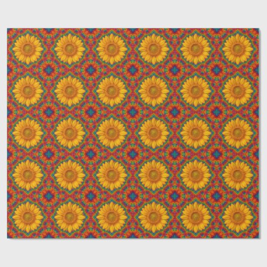 Kaleidoscoop Zonnebloem  Cadeaupapier (Vlak)