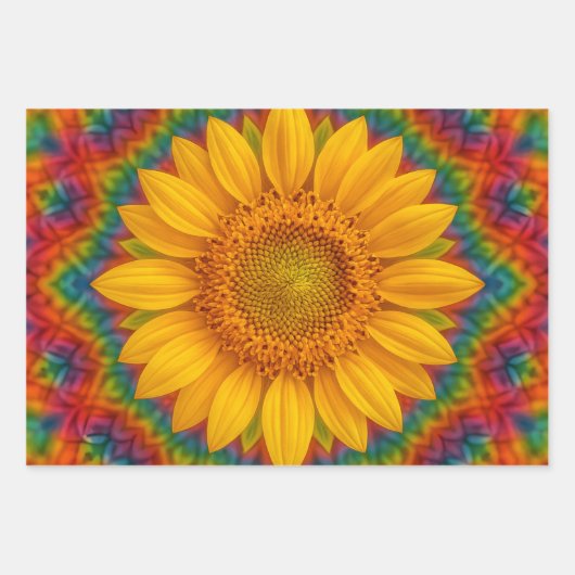 Kaleidoscoop Zonnebloem Inpakpapier Vel (Voorkant)
