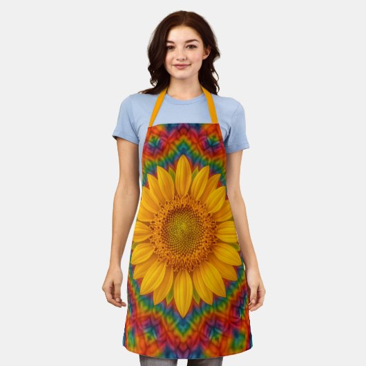 Kaleidoscoop Zonnebloem  Schort (Gedragen)