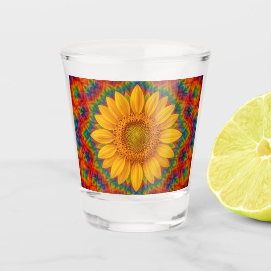 Kaleidoscoop Zonnebloem  Shot Glas (Voorkant)