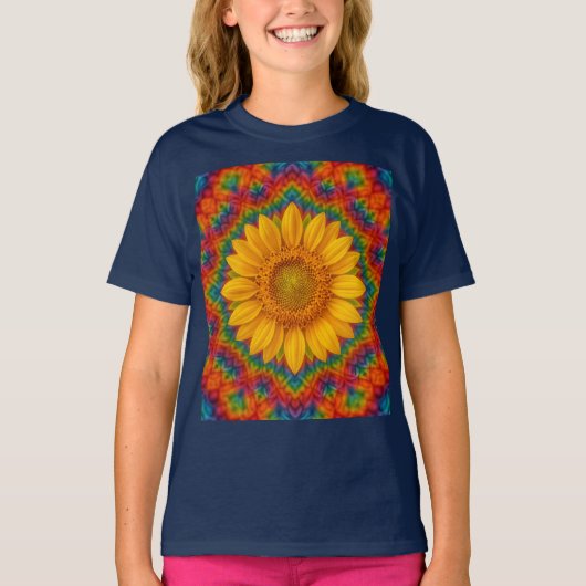 Kaleidoscoop Zonnebloem  T-shirt (Voorkant)