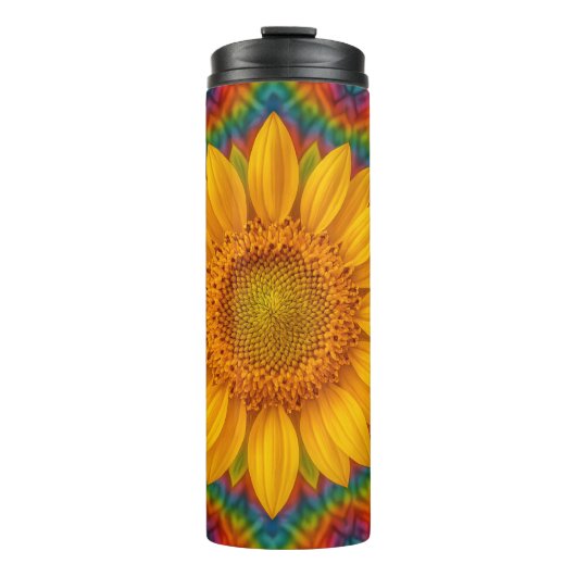 Kaleidoscoop Zonnebloem Thermosbeker (Voorkant)
