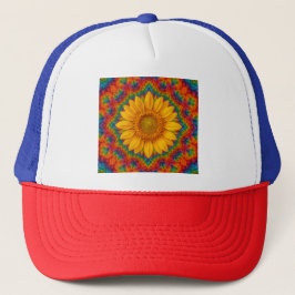 Kaleidoscoop Zonnebloem Trucker Pet
