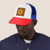 Kaleidoscoop Zonnebloem Trucker Pet (In situ)