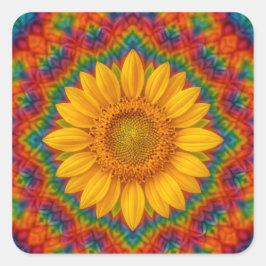 Kaleidoscoop Zonnebloem Vierkante Sticker