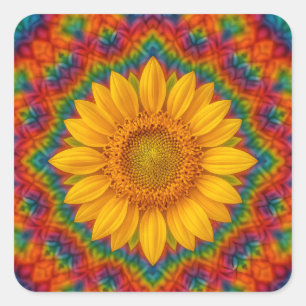 Kaleidoscoop Zonnebloem Vierkante Sticker