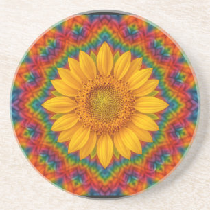 Kaleidoscoop Zonnebloem Zandsteen Onderzetter
